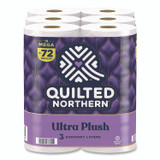 GEORGIA PACIFIC Quilted Northern® 874685 Ultra Plush Bathroom Tissue, Mega Rolls, Septic Safe, 3-Ply, White, 284 Sheets/Roll, 18 Rolls/Carton
