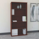 BUSH INDUSTRIES WC36714 Series C Collection Bookcase, Five-Shelf, 35.63w x 15.38d x 72.78h, Mahogany