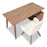 UNION & SCALE 24398973 MidMod Storage Desk, Gold Pull, 59.7" x 29.4" x 29.5", Espresso