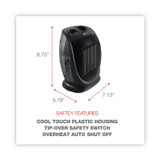 ALERA HECH09 Ceramic Heater, 1,500 W, 7.12 x 5.87 x 8.75, Black