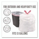PERK 24377880 Scented Drawstring Tall Kitchen Trash Bags, 13 gal, Fresh Scent, 28" x 24", White, 100/Box