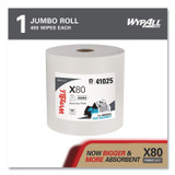 KIMBERLY-CLARK PROFESSIONAL WypAll® 41025 Power Clean X80 Heavy Duty Cloths, Jumbo Roll, 12.4 x 12.2, White, 455/Roll