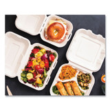 VEGWARE WHBRG6HW White Molded Fiber Clamshell Containers, 5.9 x 5.9 x 2.9, White, Sugarcane, 400/Carton