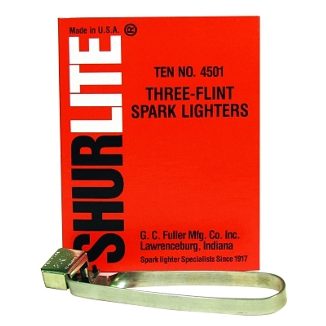 GC Fuller Shurlite® Spark Lighter, Three-Flint Lighter with Attached Flints GC Fuller Shurlite® Spark Lighter, Three-Flint Lighter with Attached Flints