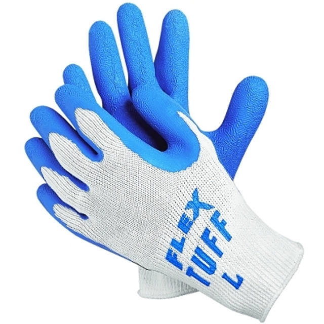 MCR Safety Flex Tuff® Latex Dipped Gloves, Large, Blue/White