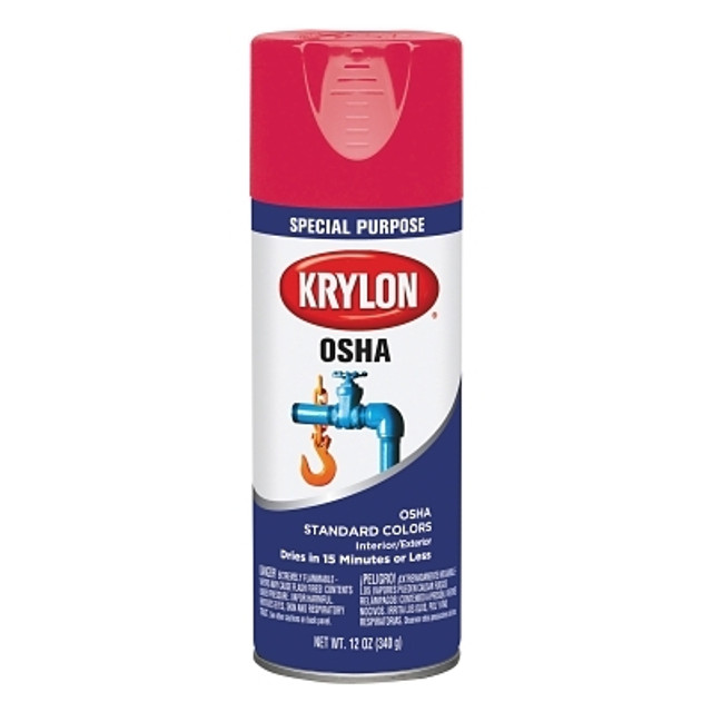 Krylon® Industrial Krylon® K02116777 OSHA Safety Color Spray Paint, 12 oz Fill, Aerosol Can, Safety Red, Gloss