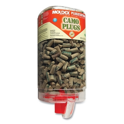 Moldex PlugStation® Earplug Dispenser, Disposable Plastic Bottle, Foam Earplugs, Tan/Green Swirls/Streaks, CAMO PLUGS®