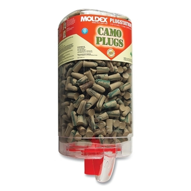 Moldex PlugStation® Earplug Dispenser, Disposable Plastic Bottle, Foam Earplugs, Tan/Green Swirls/Streaks, CAMO PLUGS®