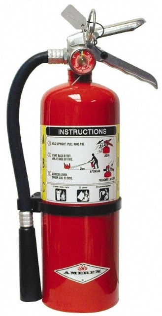 Amerex 15312 Fire Extinguisher: Dry Chemical, 7.25" Dia, 5 lb Capacity