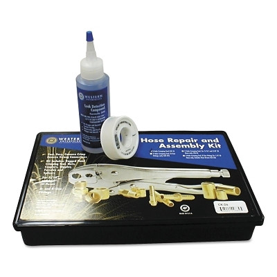 Western Enterprises Hose Repair Kit, B-Size Fittings, 1/4 in Hose ID, Hand-Grip 2-Hole Jaw Crimp Tool