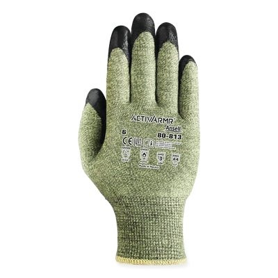 Ansell ActivArmr® 80-813 Arc Flash and Cut Resistant Gloves, Size 11, Green/Black
