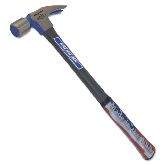 Vaughan® Fiberglass Hammer, Forged Steel Head, Straight Handle, 17 in, 24 oz Head, Milled Face