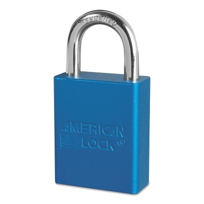 American Lock® Solid Aluminum Padlocks, 1/4 in Dia, 1 in L X 3/4 in W, Blue