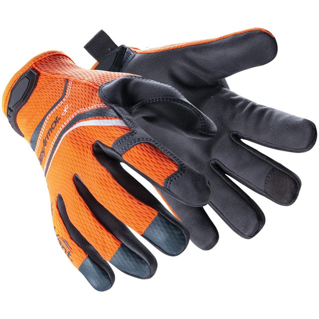 HexArmor. 4074-S (7) Cut & Puncture Resistant Gloves; Glove Type: Cut & Puncture-Resistant ; Primary Material: Leather; HexVent ; Women's Size: X-Small ; Men's Size: Small ; Color: Orange; Black ; Lining Material: Leather; HexVent