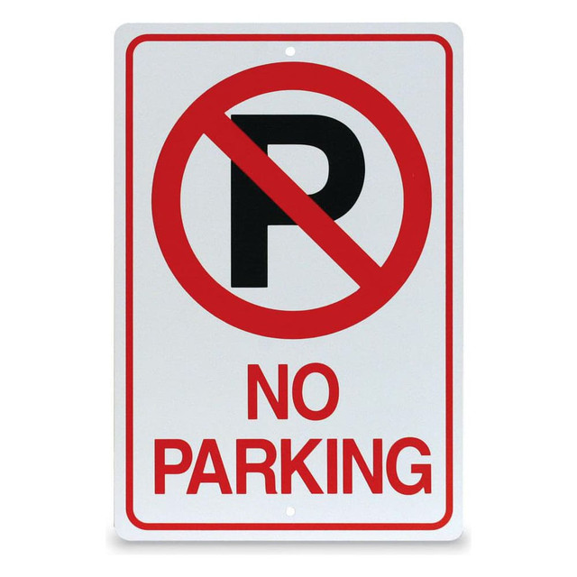 United Visual Products UNPNOPRK-RED Traffic & Parking Signs; MessageType: Traffic Control Signs ; Message or Graphic: Message & Graphic ; Legend: N/A ; Graphic Type: Handicapped Symbol ; Reflectivity: Reflective ; Material: Aluminim