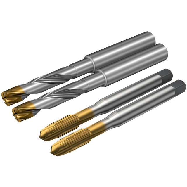 Sandvik Coromant 8522256 Tap & Drill Sets; Minimum Tap Thread Size (mm): M4x0.7 ; Maximum Tap Thread Size (mm): M4x0.7 ; Maximum Drill Size (mm): 3.30 ; Minimum Drill Size (mm): 3.30 ; Tap Type: Spiral Flute ; Tap Coating/Finish: AlCrN