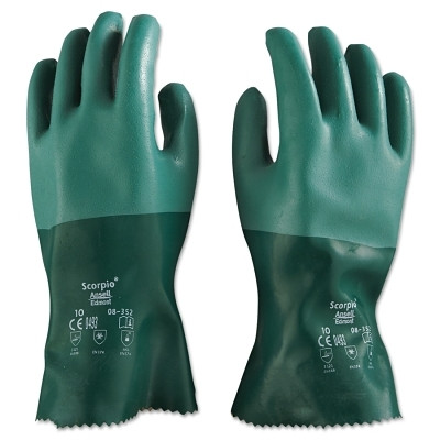 Ansell AlphaTec® 08-352 Neoprene Coated Gloves, Rough Finish, Size 10, Green