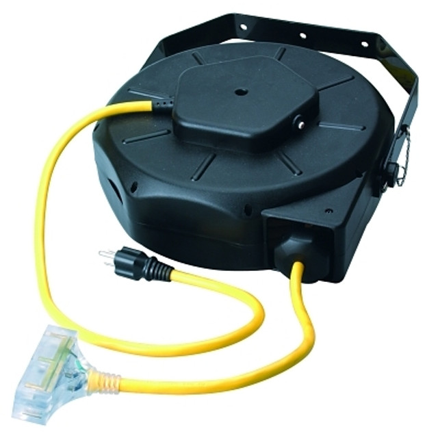 Southwire Luma-Site® Cord Reels with Lighted Tri Source®, 50 ft, 3 Outlets, Yellow