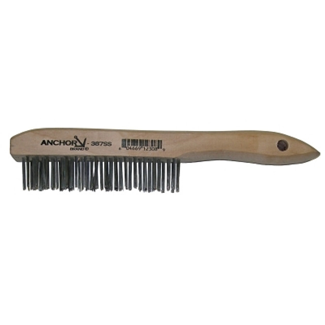 ORS Nasco Anchor Brand 94921 Hand Scratch Brush, 4 X 16 Rows, Stainless Steel Bristles, Shoe Wood Handle