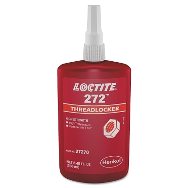 Henkel Corporation Loctite® 272™ Threadlocker, High Temp/High Strength, 250 mL, Up to 1-1/2 in Thread, Red Henkel Corporation Loctite® 272™ Threadlocker, High Temp/High Strength, 250 mL, Up to 1-1/2 in Thread, Red