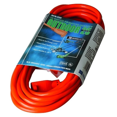 Southwire Vinyl Extension Cord, 25 ft, 1 Outlet, Orange