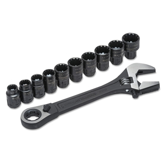 Apex Tool Group Crescent® Pass-Thru™ X6™ Black Oxide Adjustable Wrench and Spline Socket Set, 11 PC Apex Tool Group Crescent® Pass-Thru™ X6™ Black Oxide Adjustable Wrench and Spline Socket Set, 11 PC