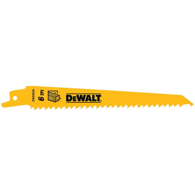 DeWALT DW4802N25 Reciprocating Saw Blades; Blade Material: Bi-Metal ; Blade Length (Inch): 6 ; Blade Width (Decimal Inch): 0.0750 ; Teeth Per Inch: 6 ; Blade Thickness (Decimal Inch): 0.0500 ; Profile Shape: Straight