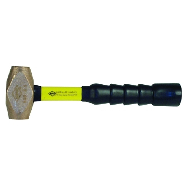 Nupla® 30015 Classic Nuplaglas® Non-Sparking Brass Hammer, 1.5 lb Head, 12 in Fiberglass Handle, Super Grip