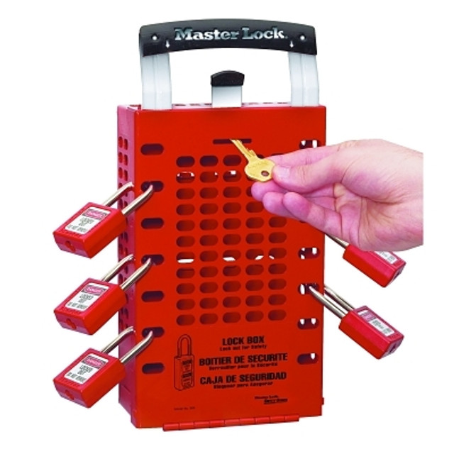 Master Lock® Latch Tight Lock Box, 3 1/2 in L x 12 3/4 in H x 6 3/8 in W, Steel, Red Master Lock® Latch Tight Lock Box, 3 1/2 in L x 12 3/4 in H x 6 3/8 in W, Steel, Red