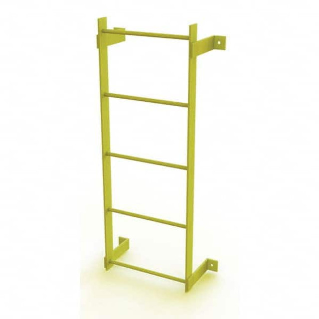 TRI-ARC WLFS0105-Y Steel Wall Mounted Ladder: 4" High, 5 Steps, 350 lb Capacity