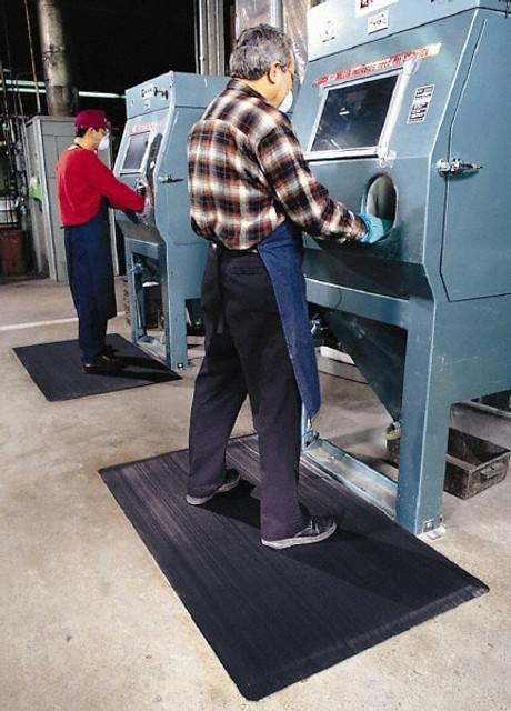 Notrax 474S0035BL Anti-Fatigue Mat: 60" Length, 36" Wide, 1/2" Thick, CFR Rubber, Beveled Edge, Heavy-Duty