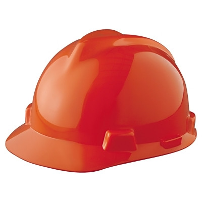 MSA V-Gard® Protective Cap-Style Hard Hat, Slotted, Fas-Trac® III Suspension, Standard Size, Orange