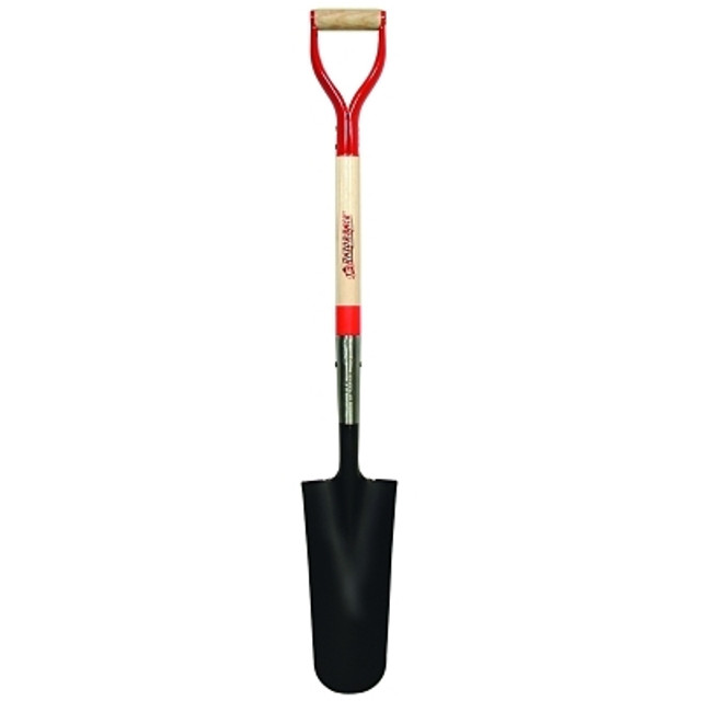 The AMES Companies, Inc. RAZOR-BACK® Drain Spade, 14 in L x 4.75 in W Round Blade, 29 in North American Hardwood Steel/Wood D-Grip Handle