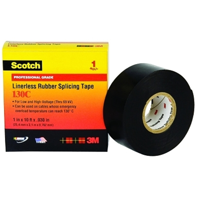 3M™ Scotch® 7000006091 Linerless Rubber Splicing Tape 130C, 30 ft x 2 in, Black