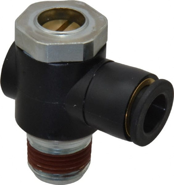 ARO/Ingersoll-Rand 119309-375 Air Flow Control Valve: Right Angle, NPTM x Tube, 3/8" Tube OD, 150 Max psi