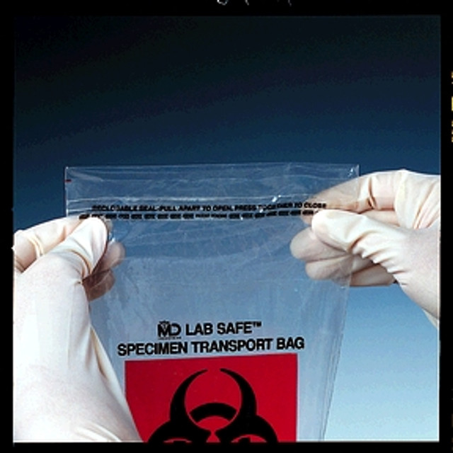 Medegen Medical Products, LLC  39-97 Collection Bag, 6" x 9", Reclosable Adhesive Closure, Biohazard Black/ Red Print, 1000/cs