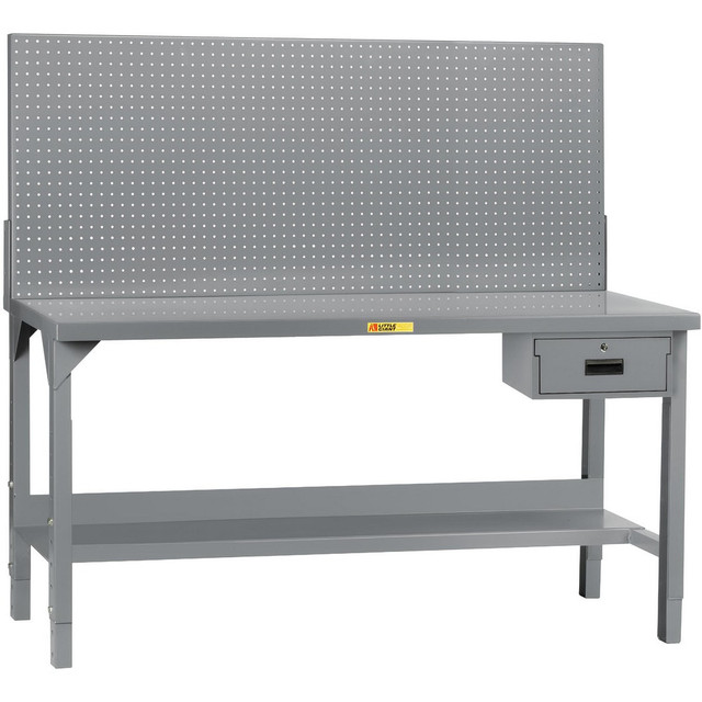 Little Giant. WST2-3048AHPBDR Stationary Work Benches, Tables; Bench Style: Heavy-Duty Use Workbench ; Edge Type: Square ; Leg Style: Adjustable Height ; Depth (Inch): 30 ; Color: Gray ; Maximum Height (Inch): 65