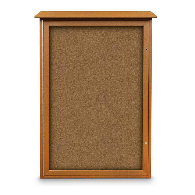 United Visual Products UVSD4832-CEDAR- Enclosed Bulletin Board: 48" Wide, 32" High, Cork, Tan