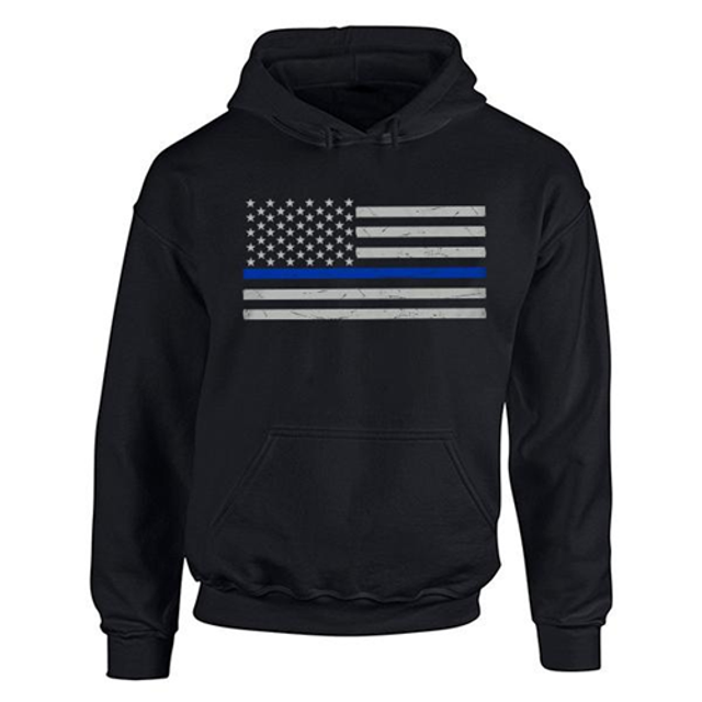 Thin Blue Line TBL-H-BIG-LOGO-BLACK-SMALL Men's Classic Thin Blue Line Hoodie