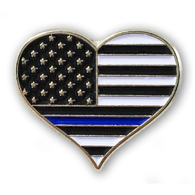 Thin Blue Line PIN-HEART Heart Pin - Thin Blue Line, Individual Thin Blue Line PIN-HEART Heart Pin - Thin Blue Line, Individual