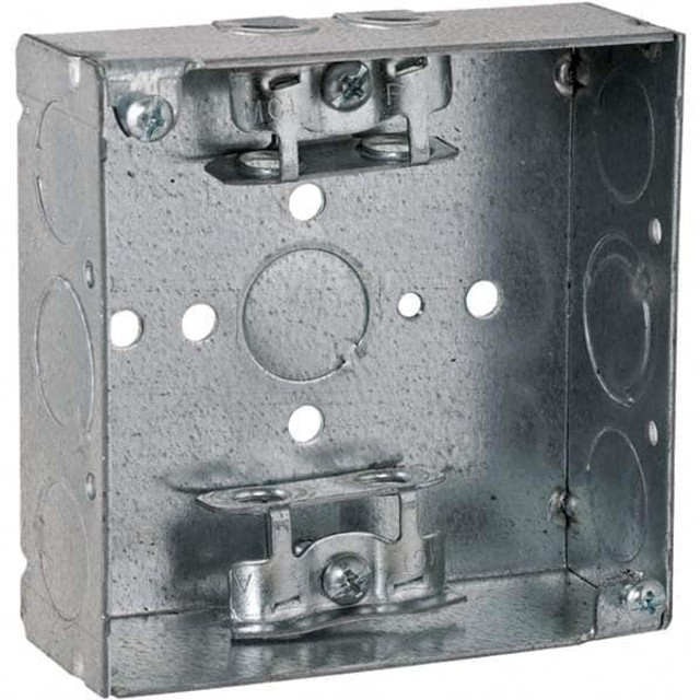Hubbell-Raco 213 Electrical Device Box: Steel, Square, 4" OAH, 4" OAW, 1.563" OAD, 2 Gangs