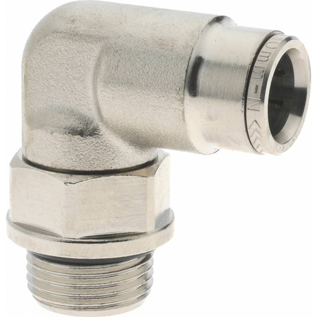 Norgren 102471038 Push-To-Connect Tube to Male & Tube to Male BSPP Tube Fitting: 90 ° Swivel Elbow Adapter, 3/8" Thread