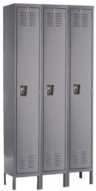 Hallowell URB3228-1A-HG 3-Wide Locker: 12" Wide, 11" Deep, 78" High, Padlock