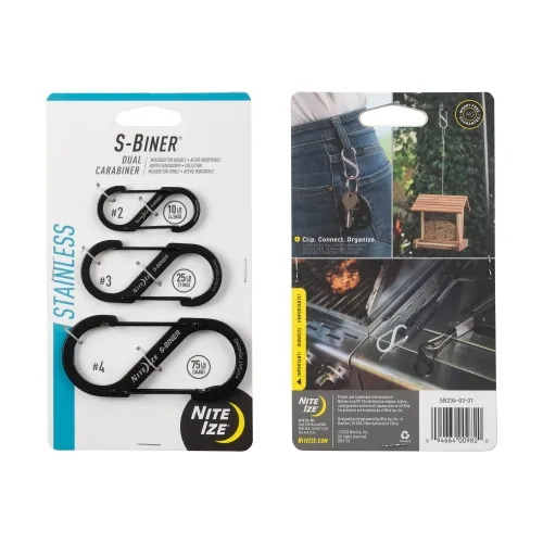 Nite-Ize SB234-03-01 S-Biner Stainless Steel Dual Carabiner - 3 Pack
