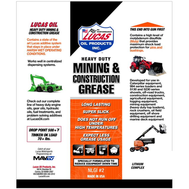 Lucas Oil 10922 Heavy Duty Mining & Construction Grease Lucas Oil 10922 Heavy Duty Mining & Construction Grease