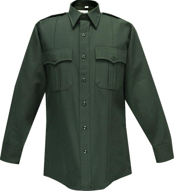Flying Cross 35W77Z 06 20.0/20.5 38/39 Command Long Sleeve Shirt w/ Zipper & Traditional Collar - Spruce Green