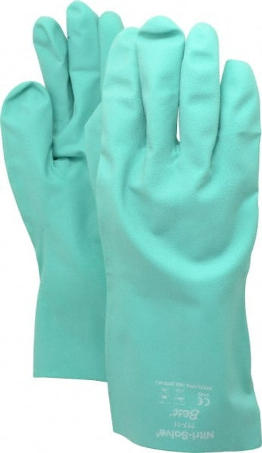 SHOWA 717-11 Chemical Resistant Gloves: 2X-Large, 11 mil Thick, Nitrile, Unsupported