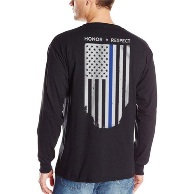 Thin Blue Line TBL-L-BLACK-XXXL Long Sleeve - Honor Respect, Thin Blue Line