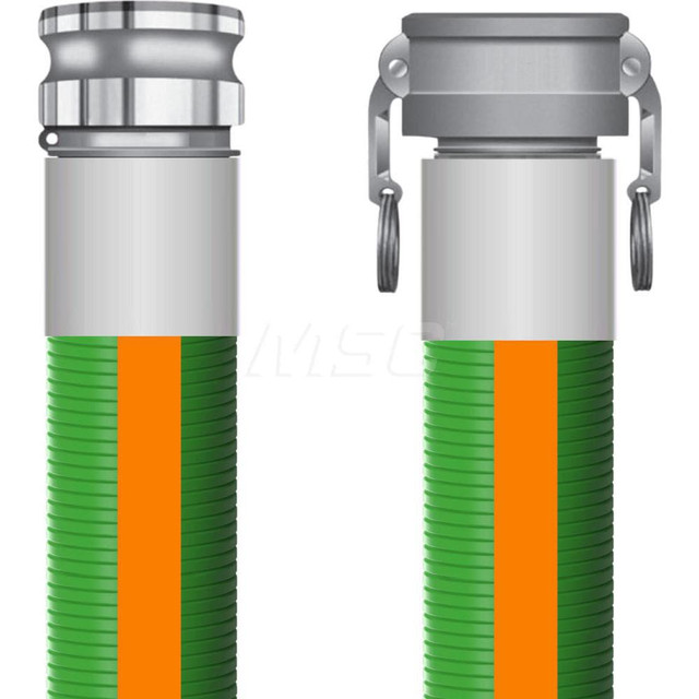 RubberWorx UHMW-4X20-CESS Chemical & Petroleum Hose: 4" ID, 4.72" OD, 20' Long, Male x Female Camlock