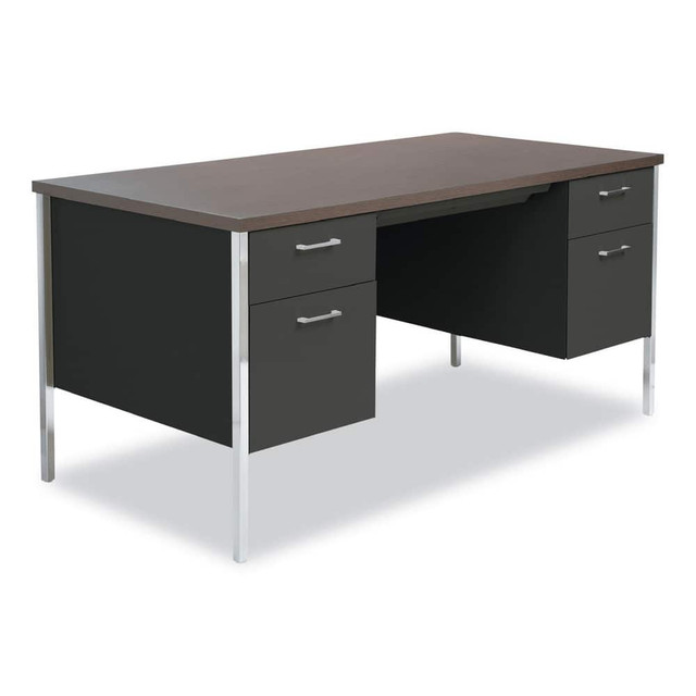 ALERA ALESD6030BM Desk: Woodgrain Laminate, Mocha & Black